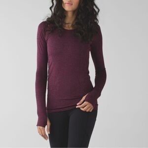 Women's Lululemon Swiftly Tech Long Sleeve Burgundy shirt